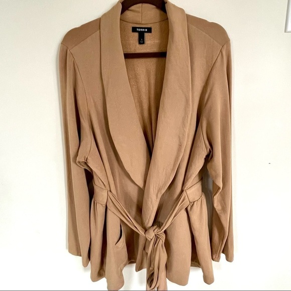 Torrid Women’s Tan Knit Tie Waist Blazer 3X NWT - Picture 11 of 15